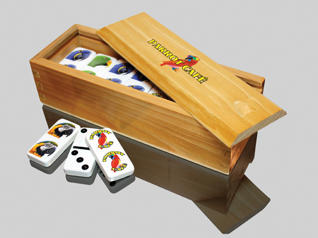 Custom Imprinted Dominoes in a Personalized Wood Box